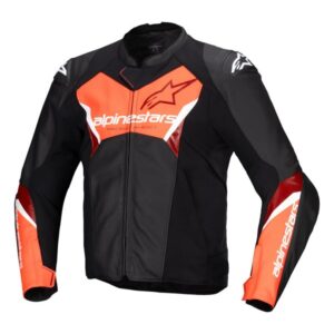 Jakna Kožna Alpinestars Faster v3 Crno-Bijelo-Flourescentna